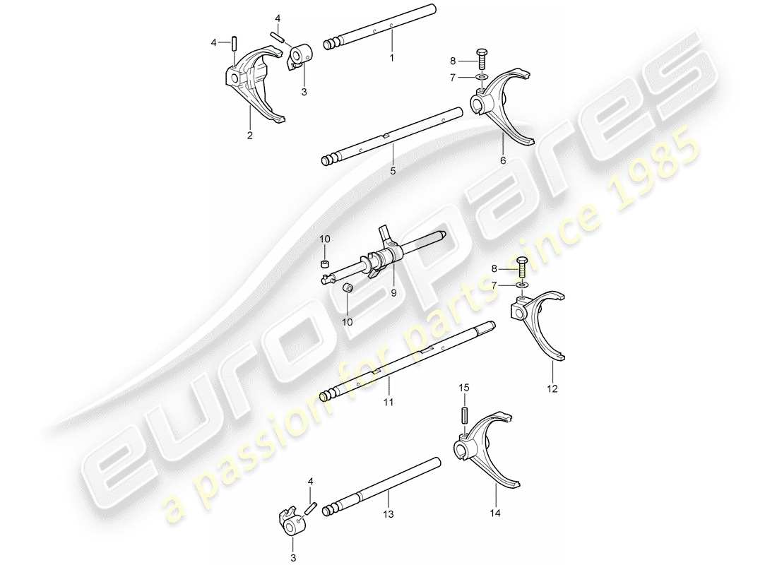 porsche 997 gt3 (2010) selector shaft part diagram