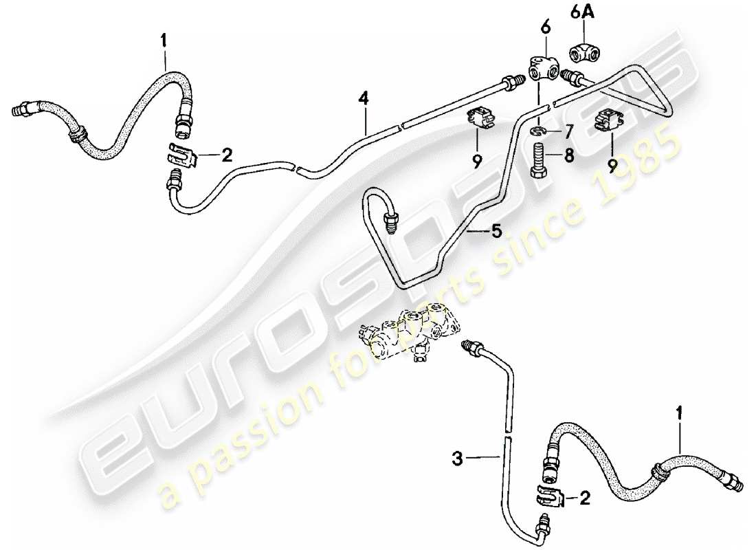 porsche 1980 (924) brake lines part diagram