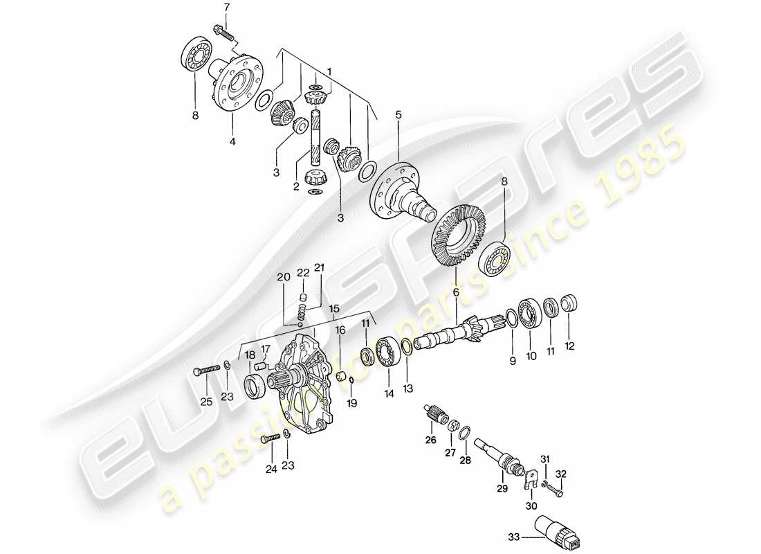 porsche 1988 (944) differential - automatic transmission parts diagram