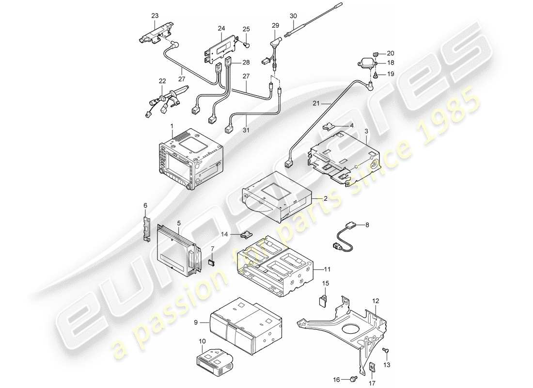 porsche 2006 (987 cayman) radio unit part diagram