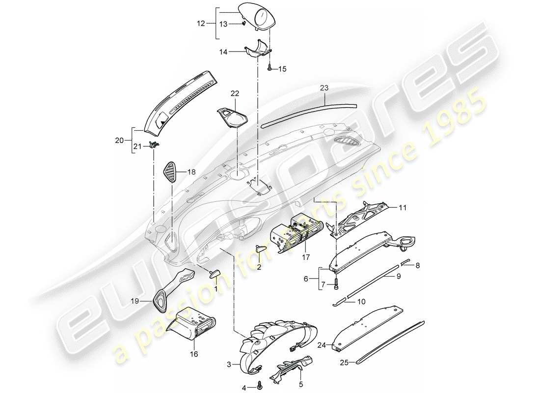 porsche 997 gt3 (2010) accessories part diagram