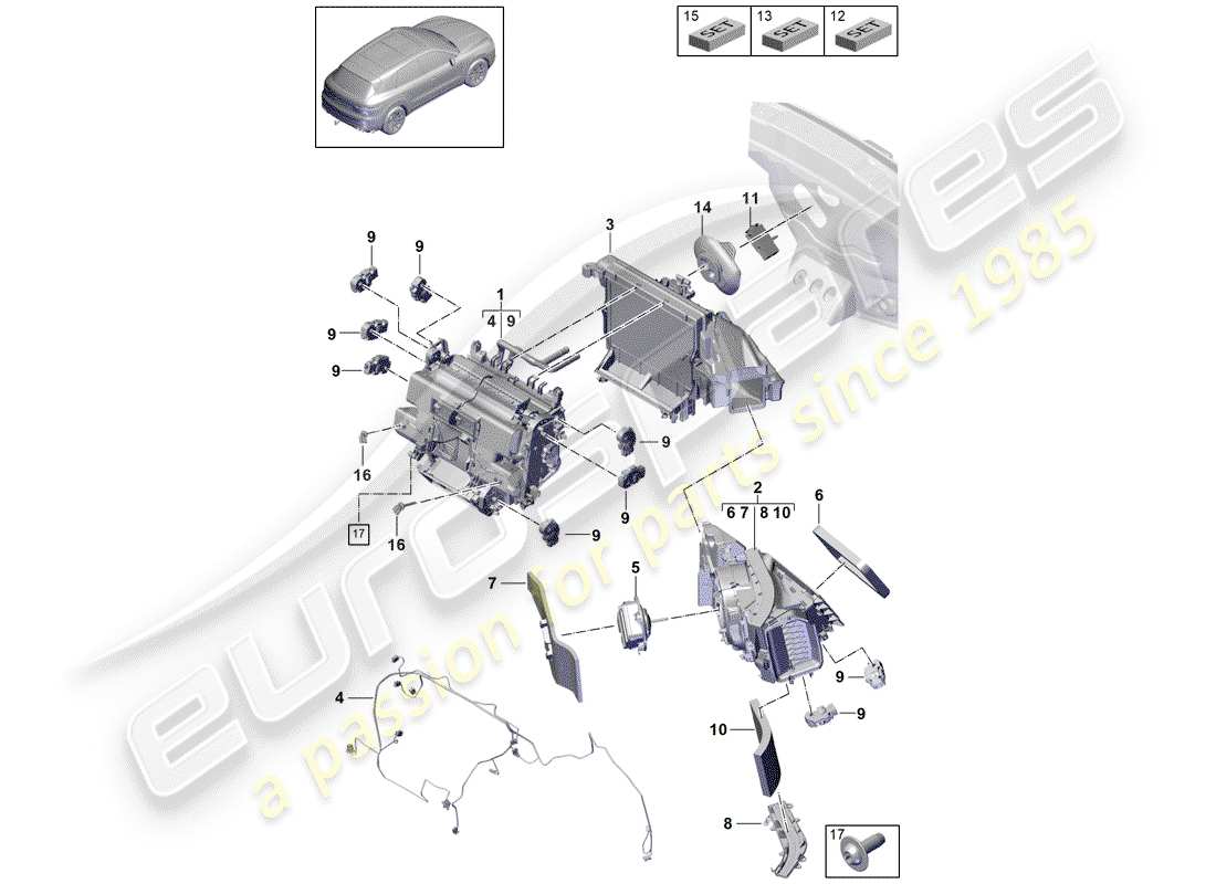 porsche cayenne e3 (2020) air conditioner part diagram