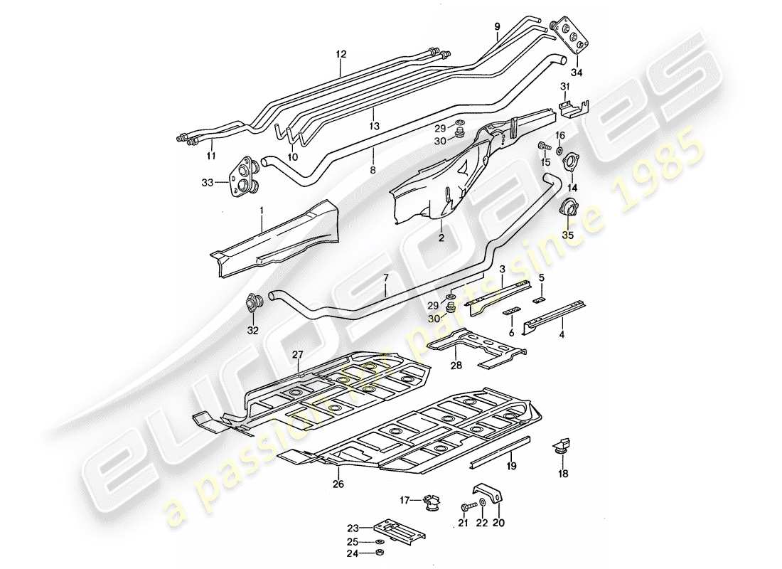 porsche 1987 (959) frame parts diagram