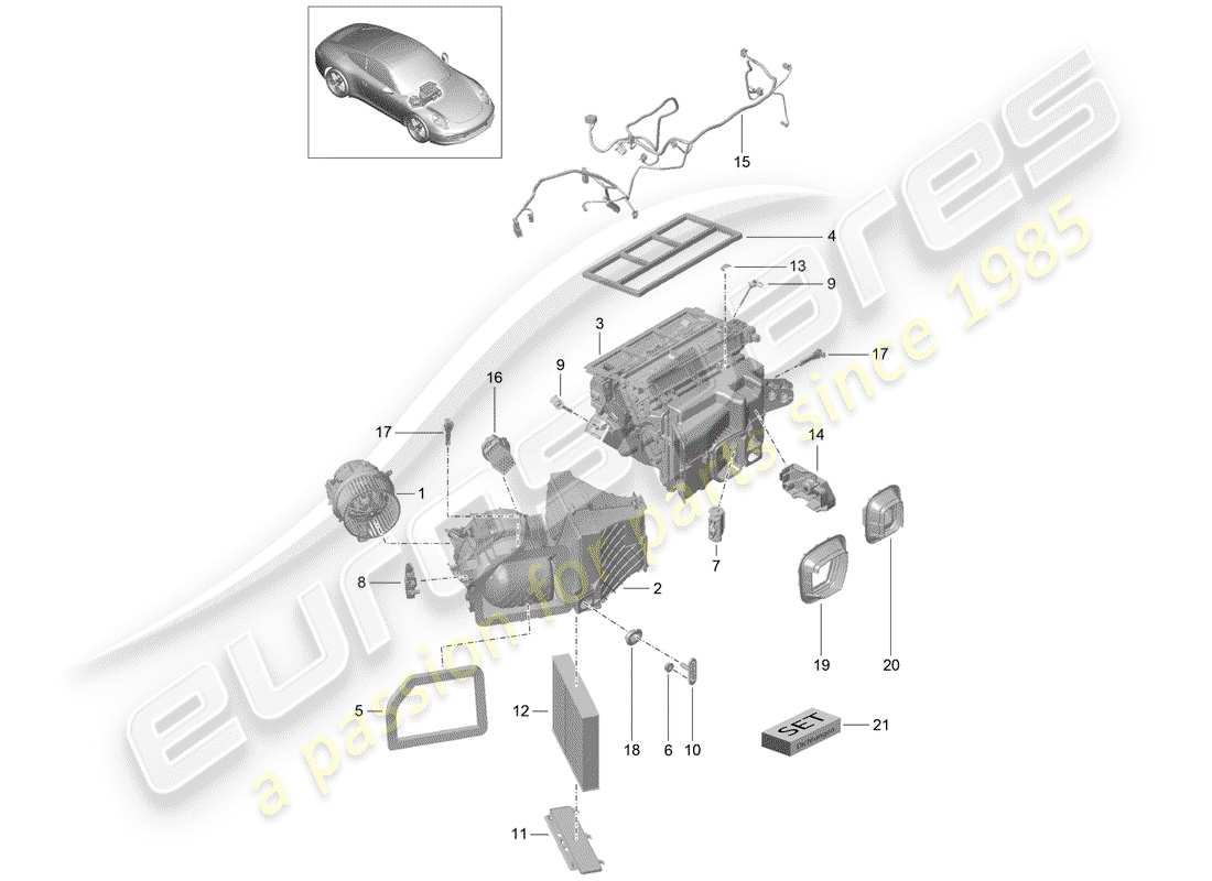 porsche 991 (2016) air conditioner part diagram