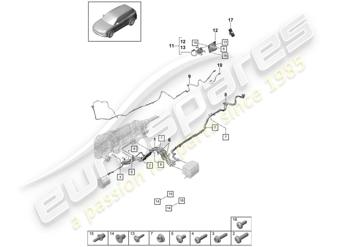 porsche cayenne e3 (2020) wiring harnesses part diagram