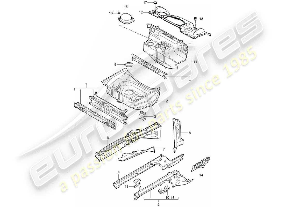 porsche 2008 (997-1 gt3) front end part diagram