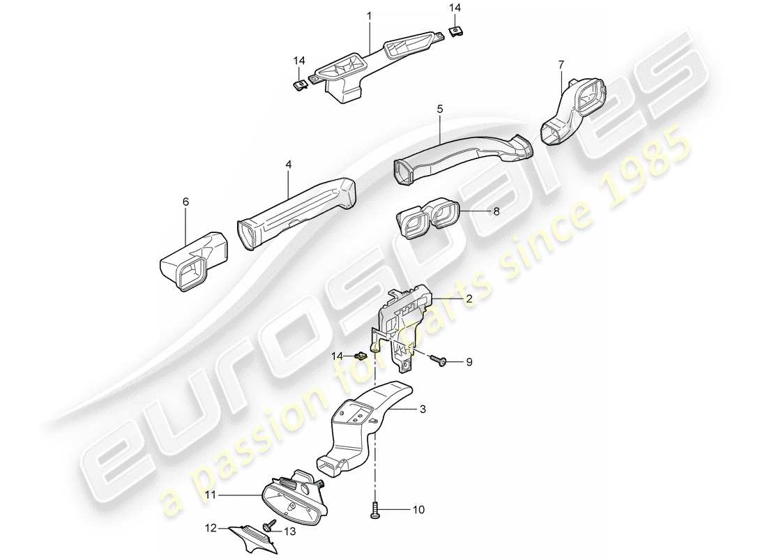 porsche 2005 (997-1) air distributor part diagram