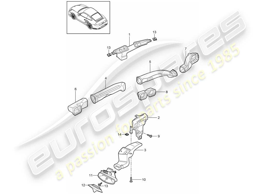 porsche 2013 (997-2 turbo / gt2 rs) air distributor part diagram