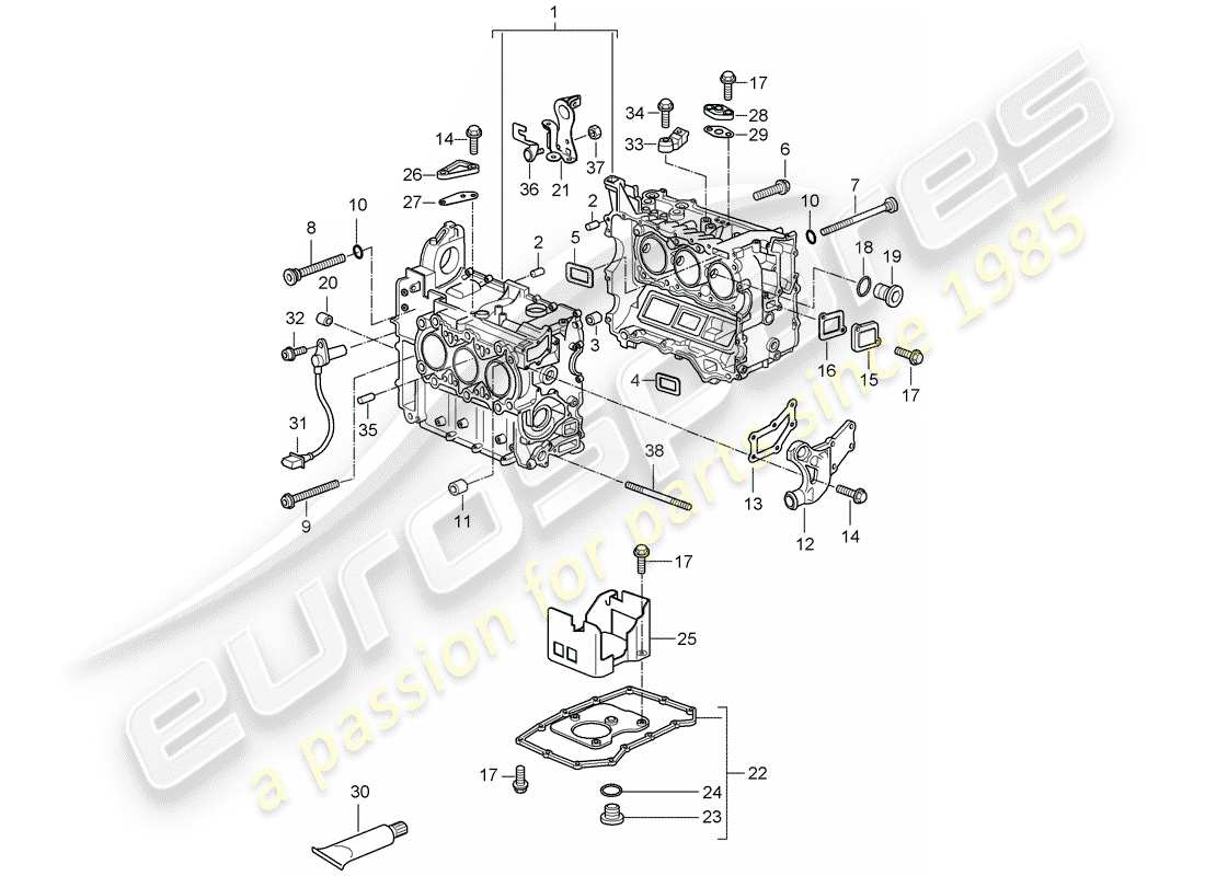 porsche 2002 (996) crankcase part diagram