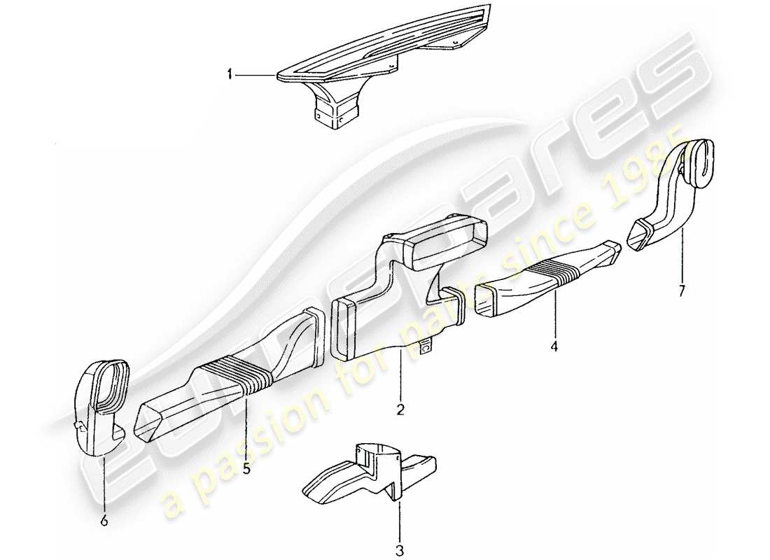 porsche 2001 (986 boxster) heater - air duct parts diagram