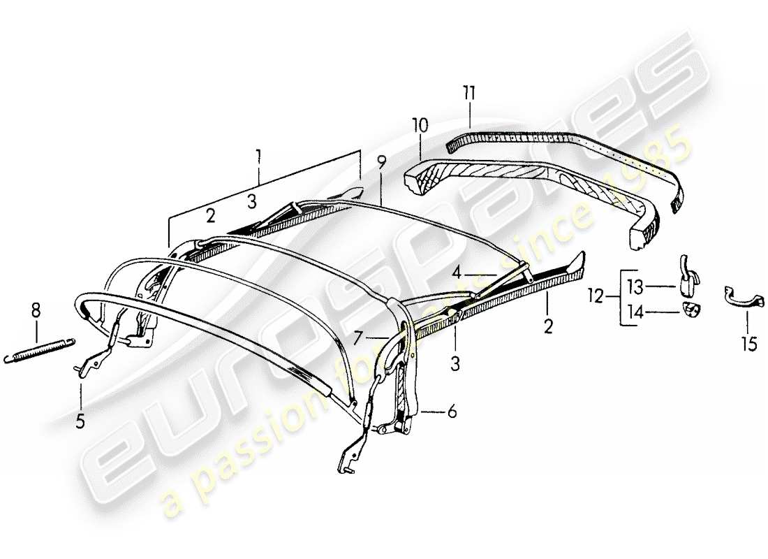 porsche 1959 (356/356a) top frame parts diagram