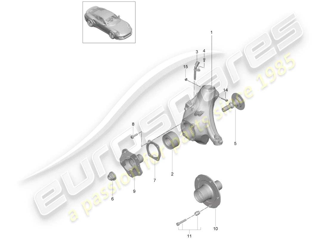 porsche 2014 (991-1 turbo) wheel carrier part diagram