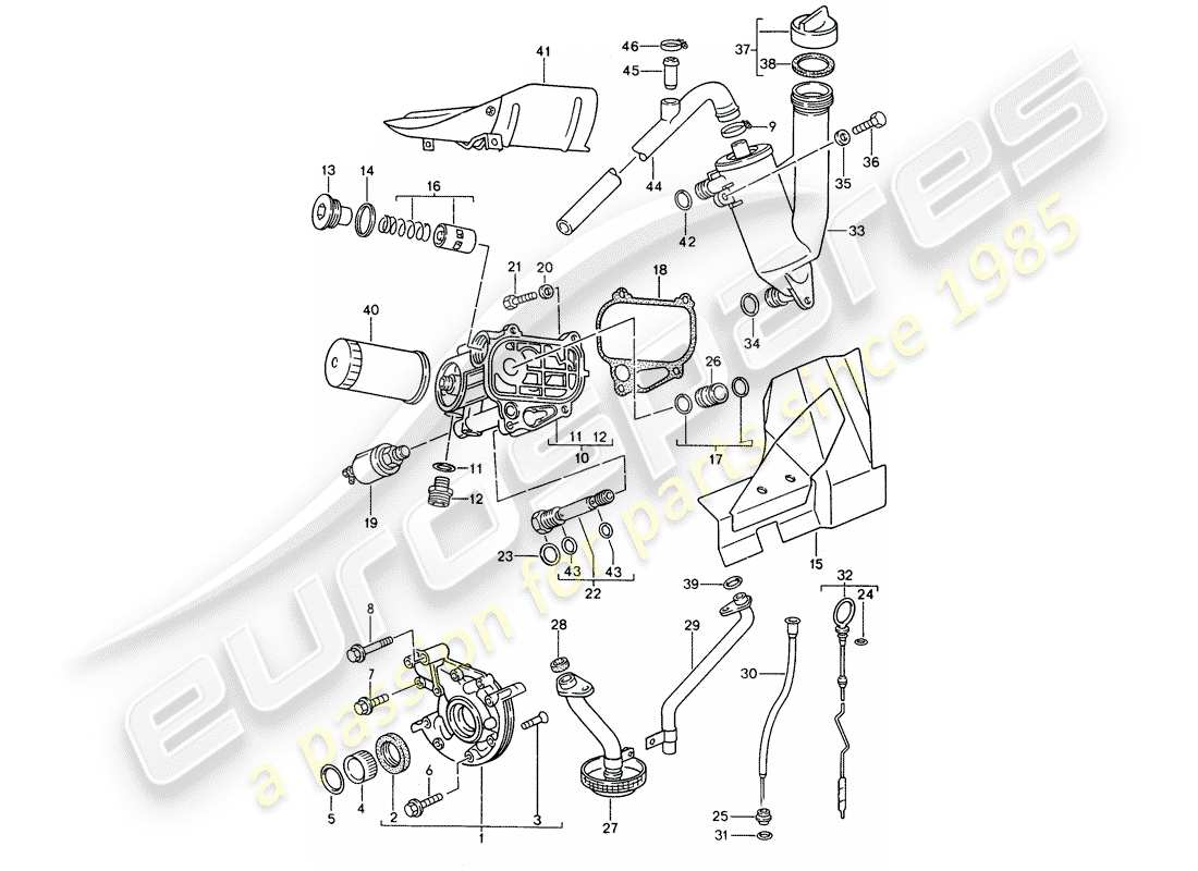 porsche 944 (1991) engine lubrication part diagram
