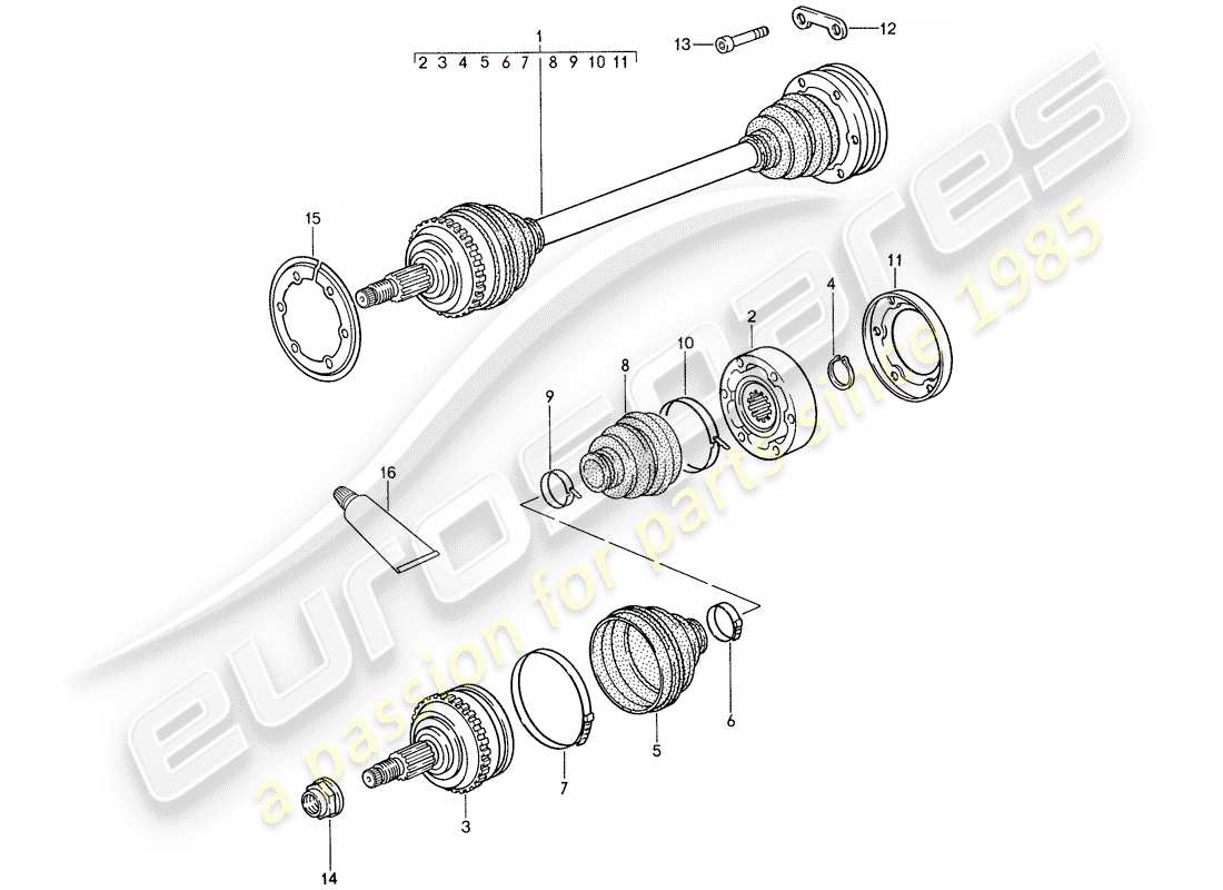 porsche 1987 (959) drive shaft parts diagram