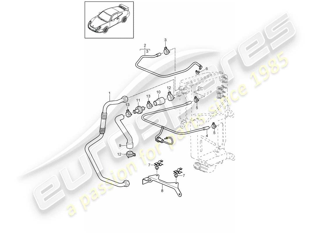 porsche 2010 (997-2 gt3) lines part diagram