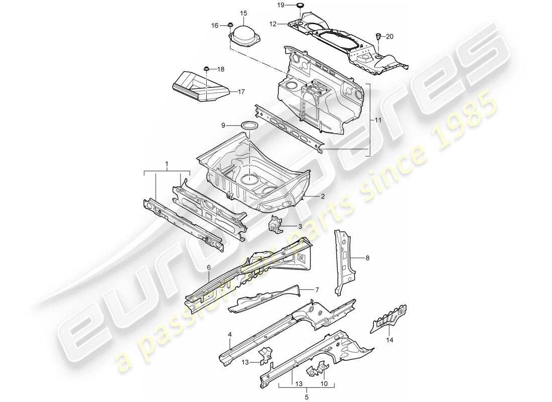 porsche 2008 (997-1 turbo / gt2) front end part diagram