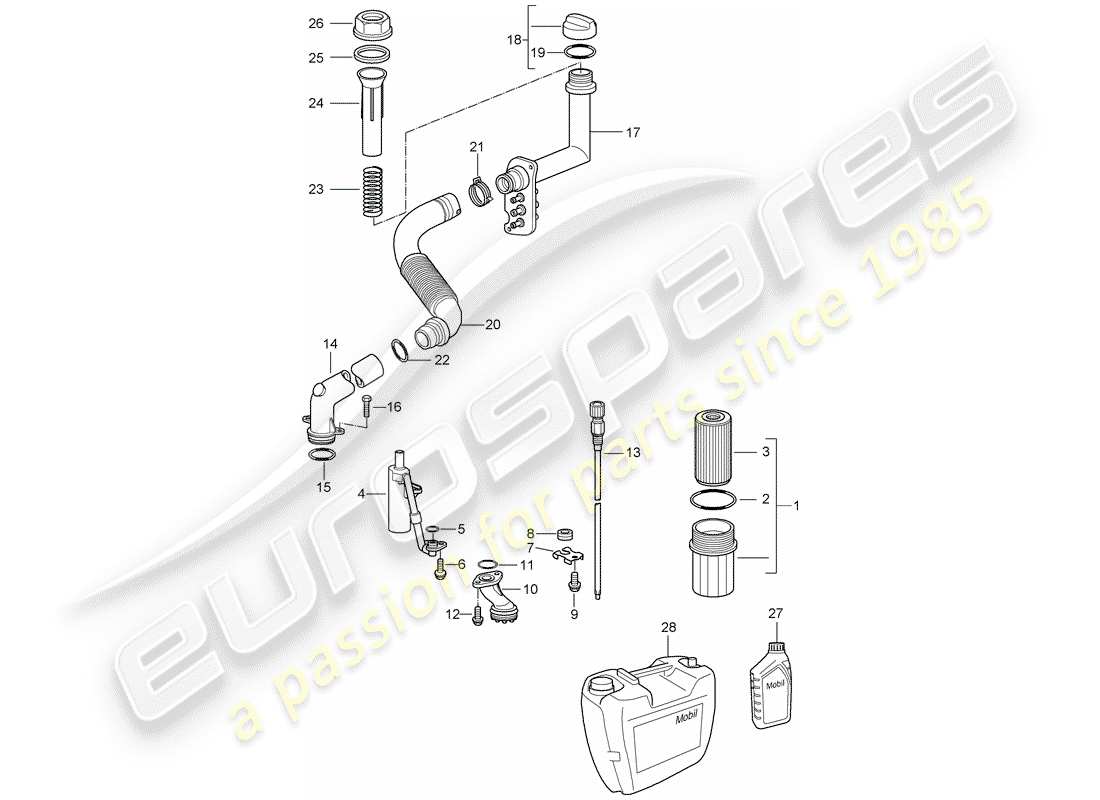 porsche 2005 (987 boxster) engine lubrication part diagram