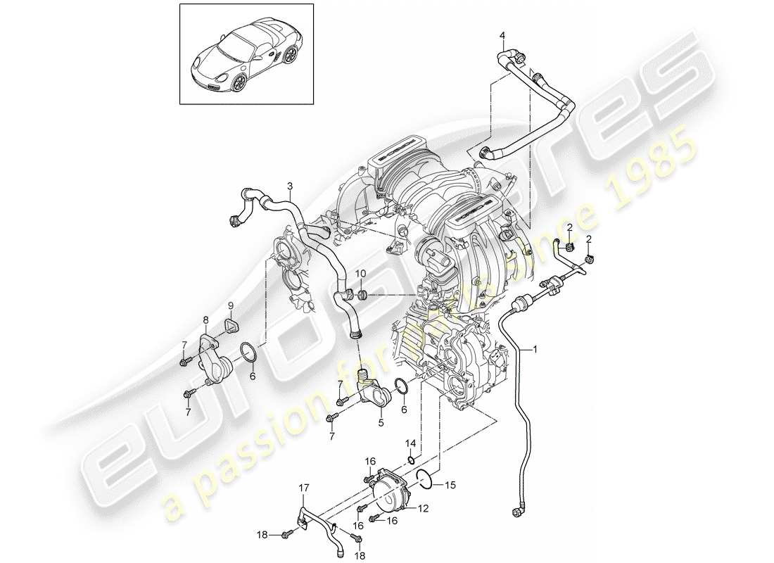 porsche 2009 (987 boxster) crankcase part diagram