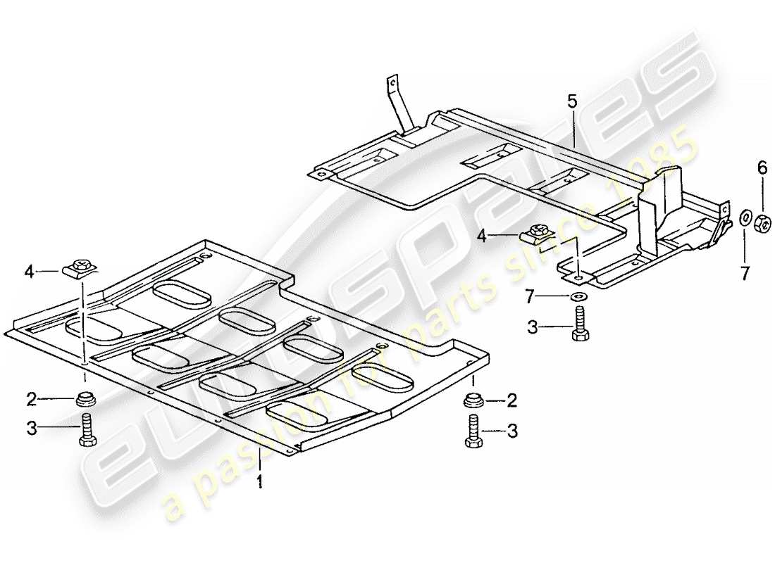 porsche 944 (1989) underside protection part diagram