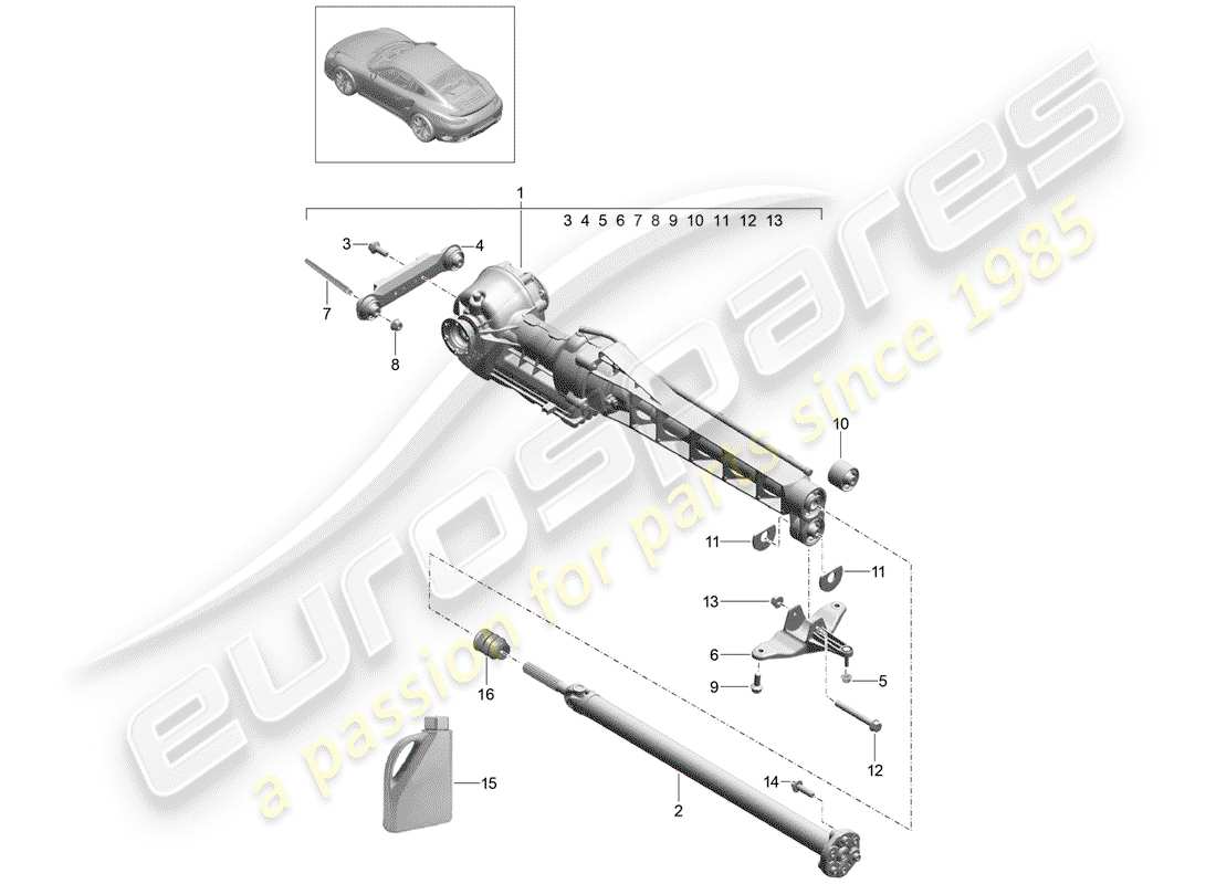 porsche 2015 (991-1 turbo) front axle differential part diagram