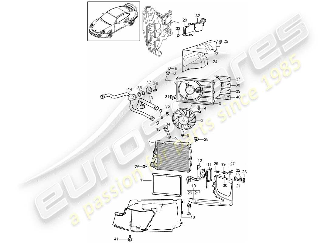 porsche 2013 (997-2 turbo / gt2 rs) water cooling 3 part diagram