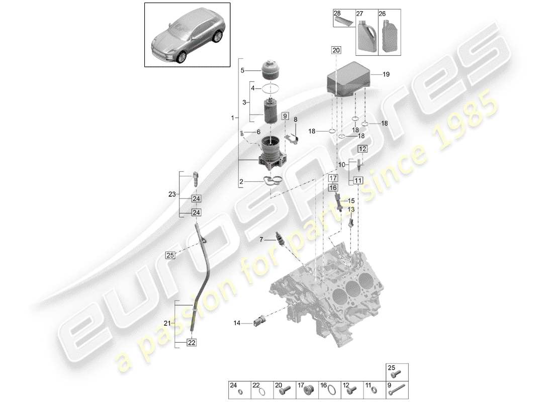 porsche 2019 (macan) oil filter part diagram