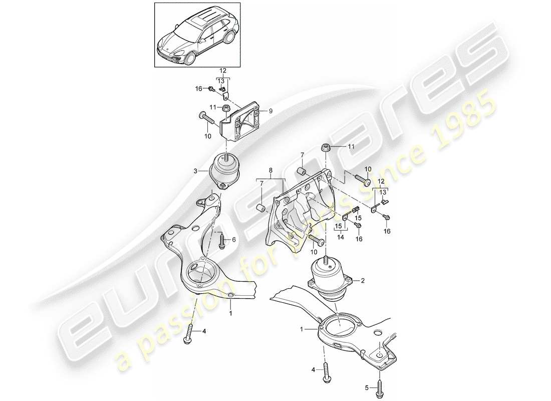 porsche cayenne e2 (2015) engine lifting tackle parts diagram