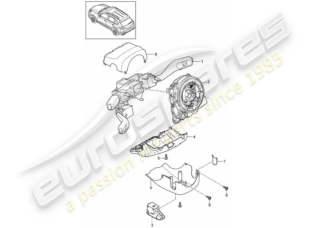 porsche cayenne e2 (2011) steering column switch parts diagram