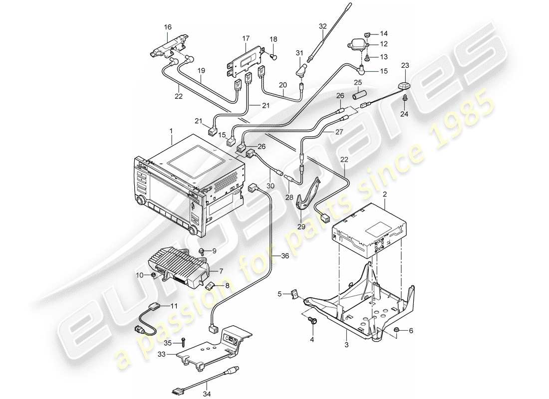 porsche 2012 (997-2) operating unit part diagram
