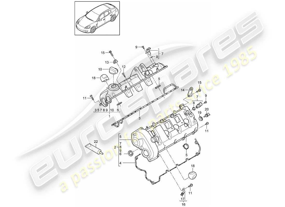 porsche 2014 (panamera 970) valve cover part diagram