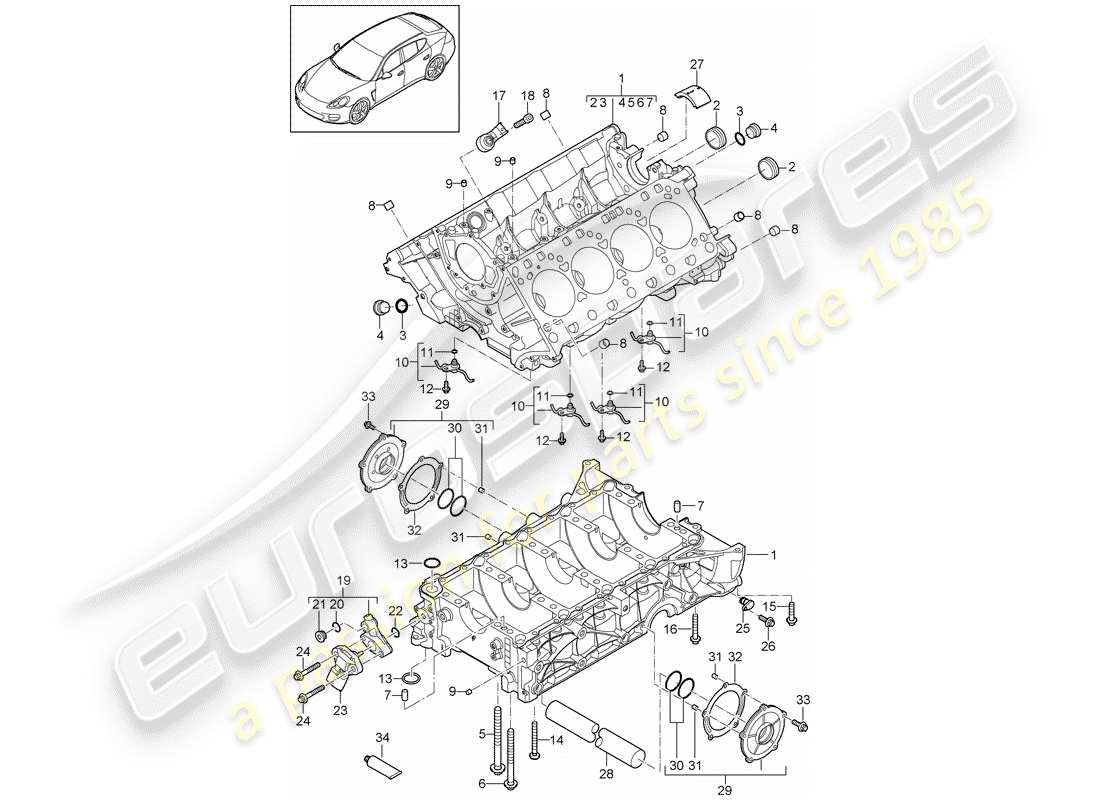 porsche 2014 (panamera 970) crankcase part diagram