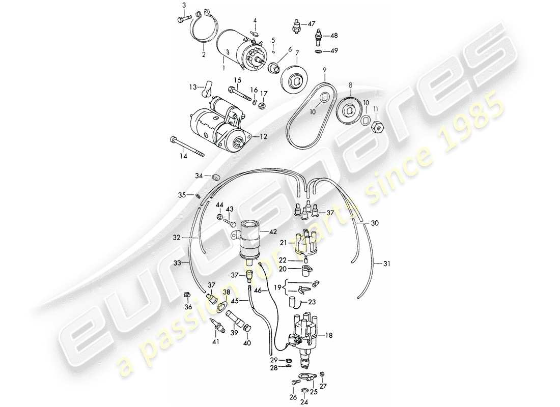 porsche 1967 (911/912) engine electrics part diagram
