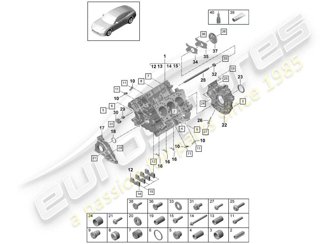 porsche 2020 (panamera 971-1) crankcase part diagram