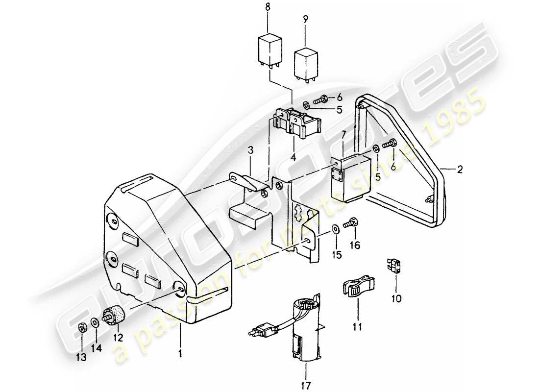 porsche 1990 (964) fuse box/relay plate - engine compartment part diagram