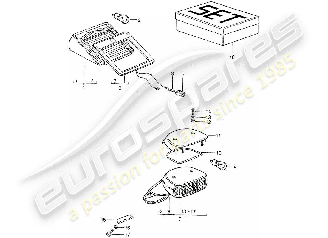 porsche 1990 (964) additional brake light part diagram