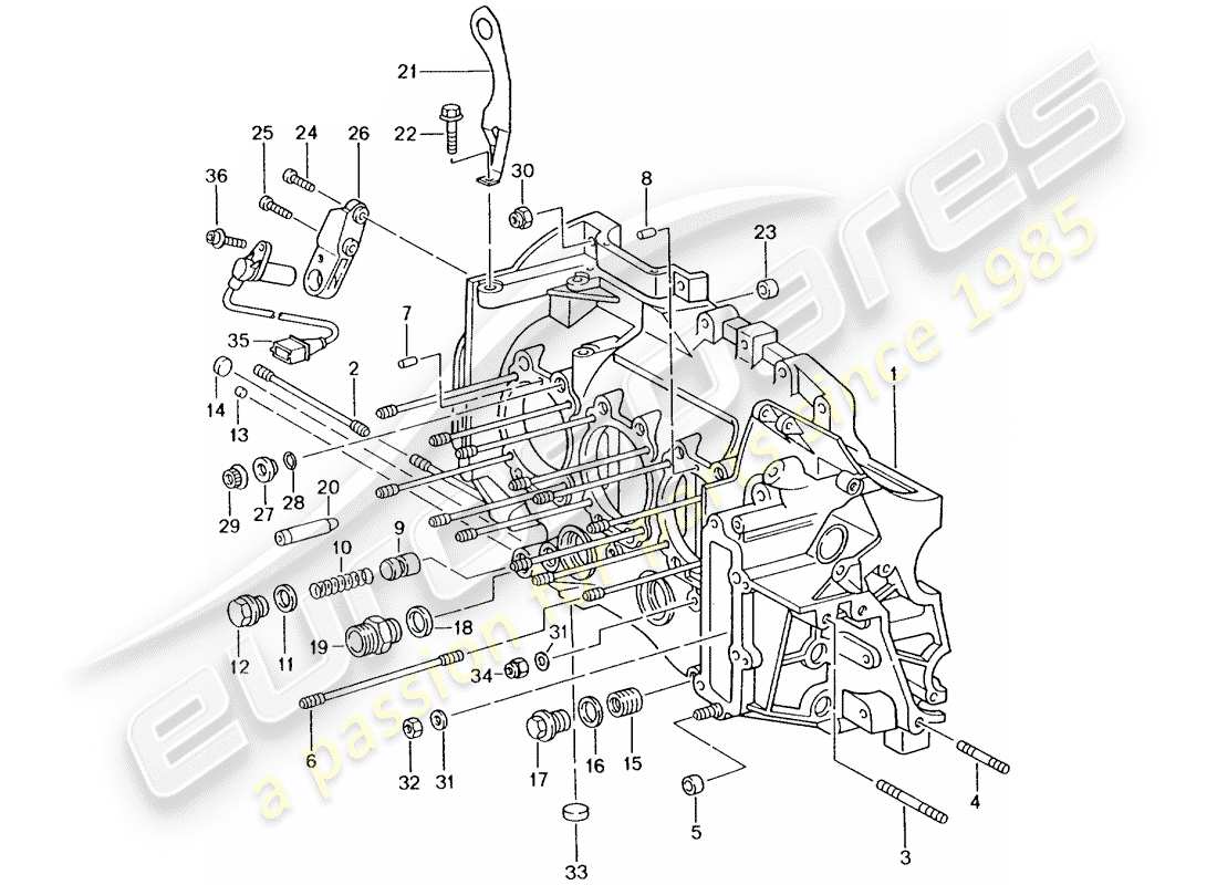 porsche 2003 (996 gt3) crankcase part diagram