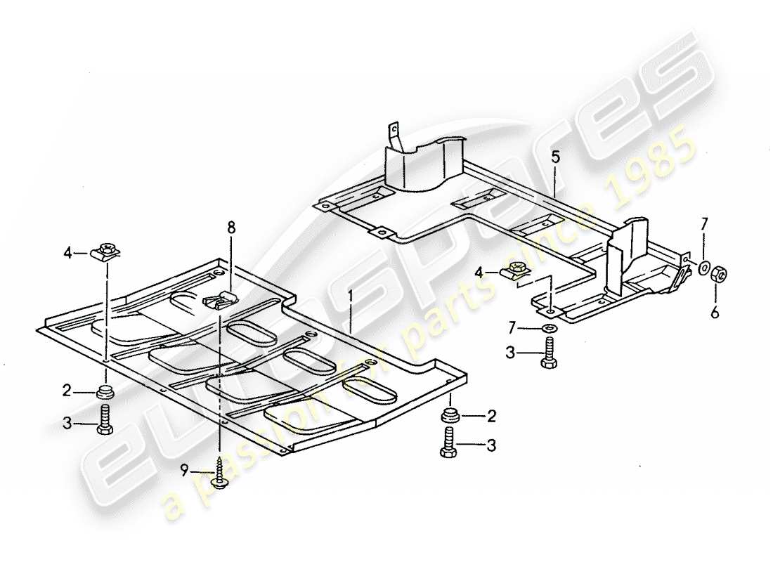 porsche 1995 (968) underside protection parts diagram