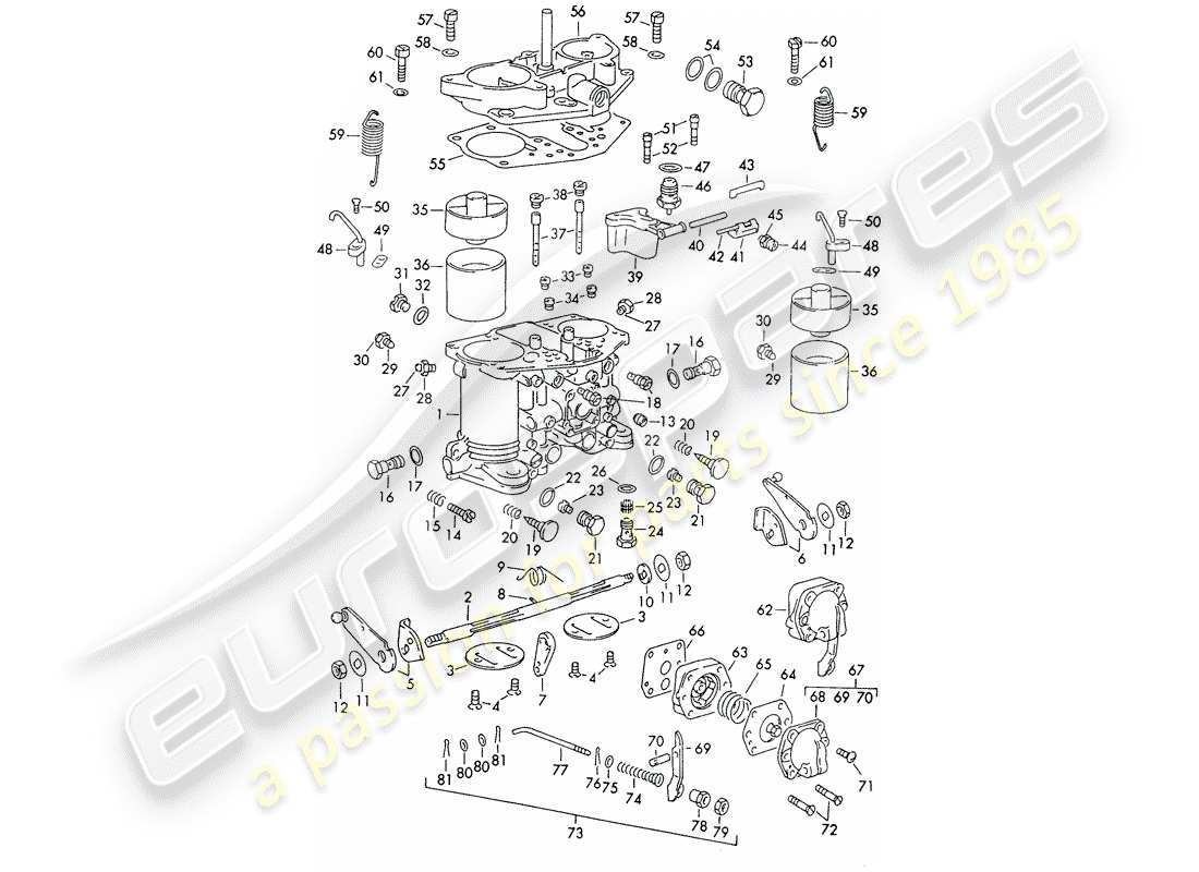 porsche 1964 (356b/356c) single parts - for - carburetor - solex-40 pii-4/44 pii-4 part diagram