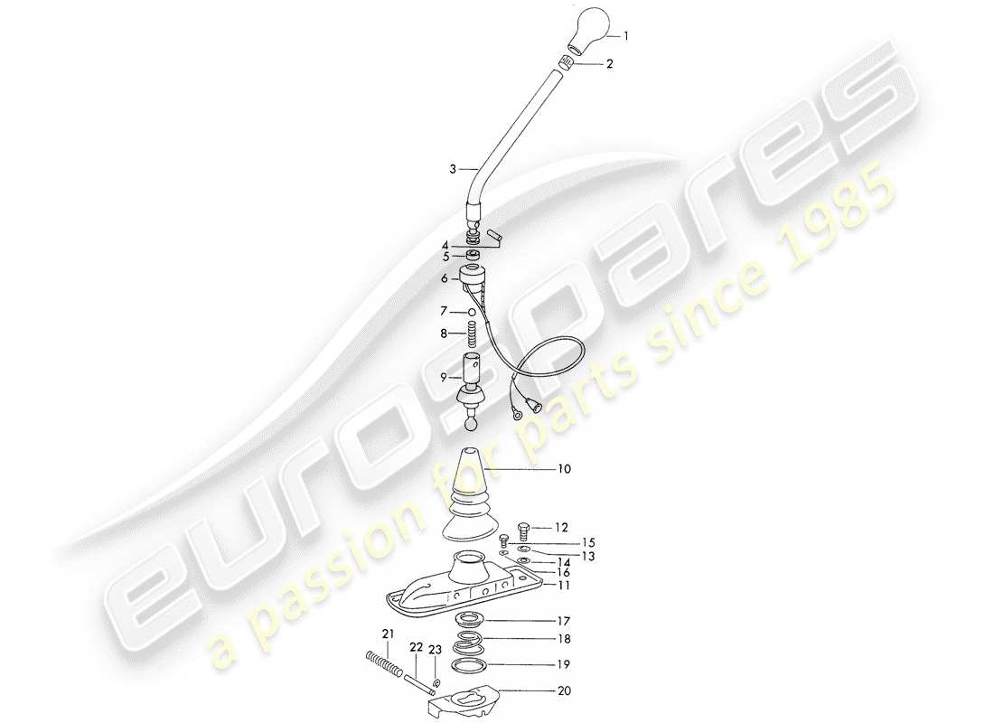 porsche 1973 (911) shift lever - sportomatic parts diagram