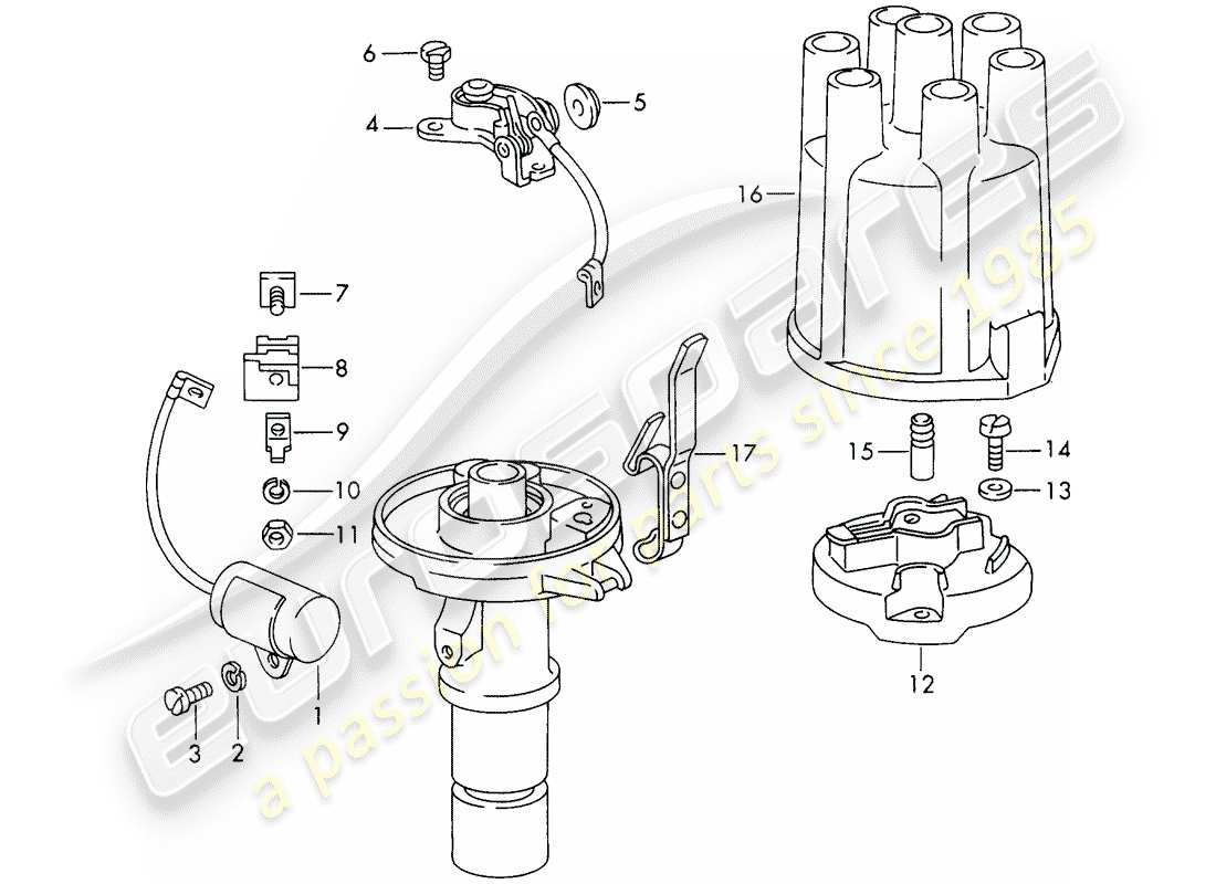 porsche 1967 (911/912) repair material - distributor part diagram