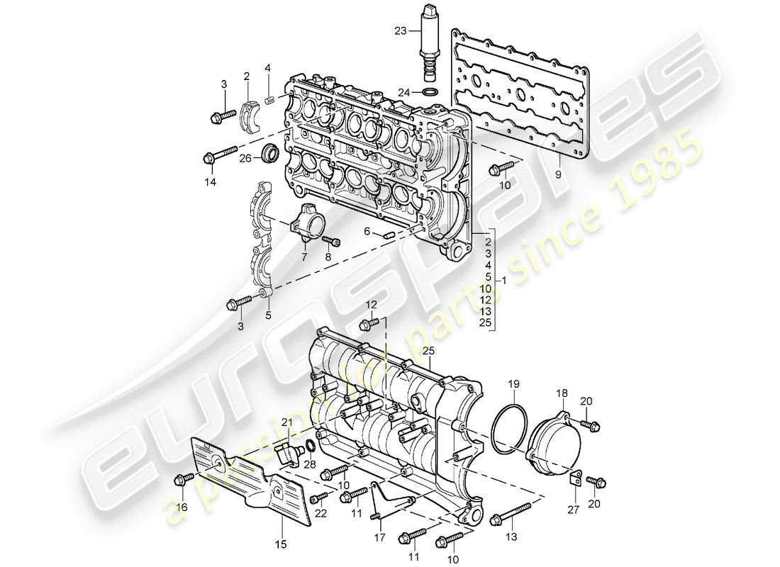 porsche 2003 (996 gt3) camshaft housing part diagram