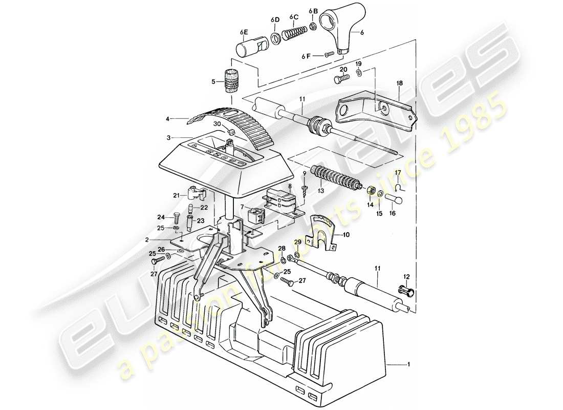porsche 1988 (924s) shift mechanism - for - automatic transmission part diagram