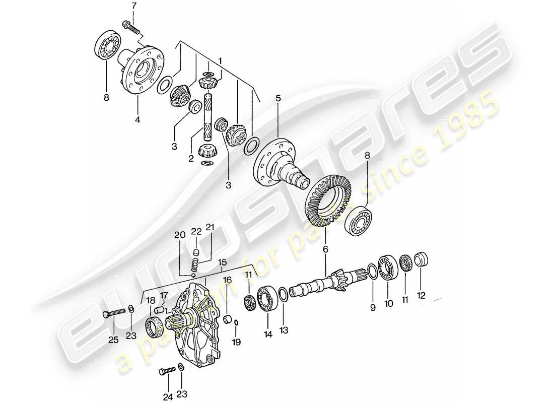 porsche 1986 (924s) differential - automatic transmission part diagram