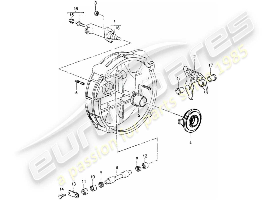 porsche 964 (1992) clutch release parts diagram