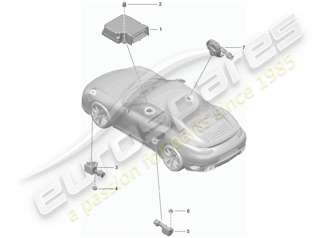 porsche 2014 (991-1 turbo) air bag control module part diagram