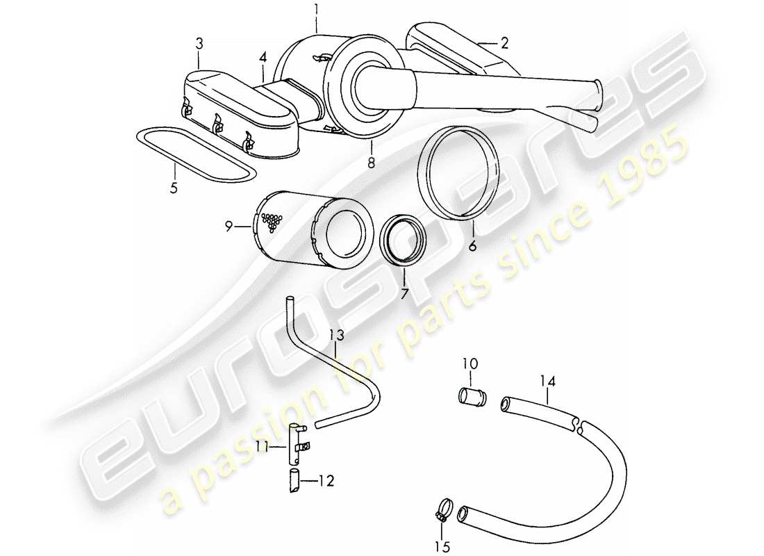 porsche 1969 (911/912) air cleaner system - for - - solex 40 pi-1 - - carburetor - d >> - mj 1968 part diagram