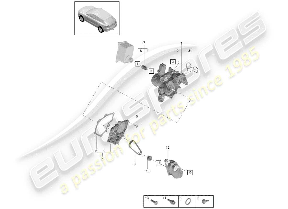 porsche 2016 (macan) thermostat part diagram
