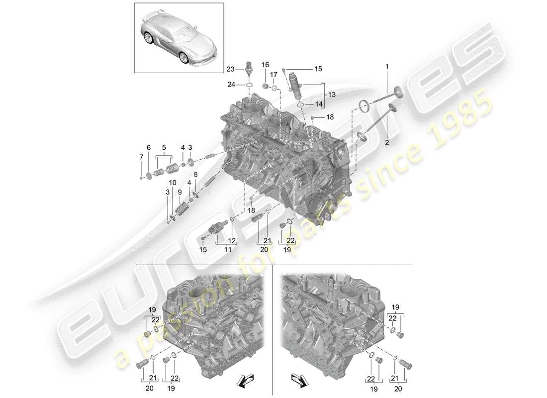 porsche 2016 (981 cayman gt4) cylinder head part diagram