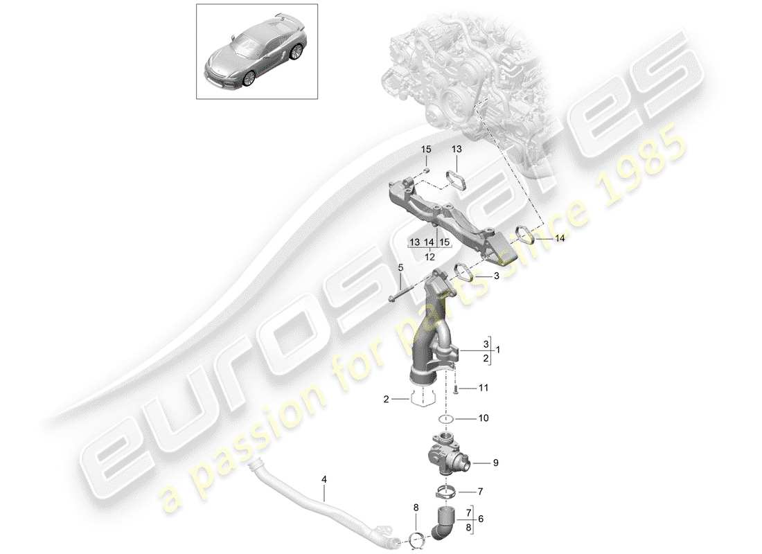 porsche 2016 (981 cayman gt4) sub-frame part diagram
