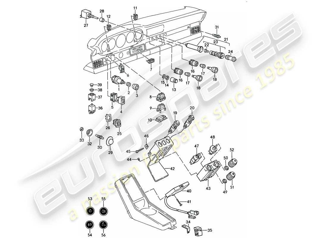 porsche 1989 (911) switch part diagram
